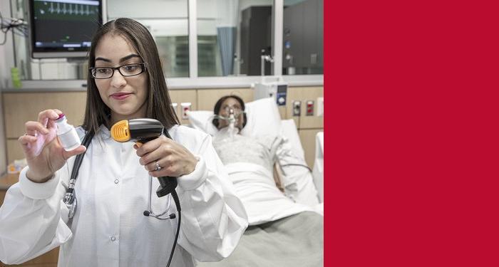 Berenice Lorenzo in a nursing lab